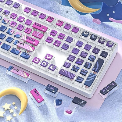 Starry Sea 104+12 Clear PC+PBT Dye-subbed Pudding Jelly Keycaps Set ASA Profile Mechanical Keyboard